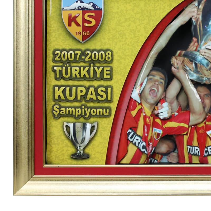 e38 EL İŞÇİLİĞİ KAYSERİSPOR 2007-2008 ZİRAAT KUPASI KAĞIT RÖLYEF TABLO 83*63 cm - 5849 - 2