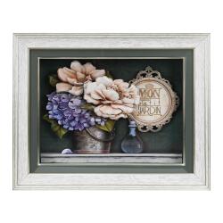 e38 EL İŞÇİLİĞİ BUKET ÇİÇEK KAĞIT RÖLYEF TABLO 52*42 cm -5902 - 1