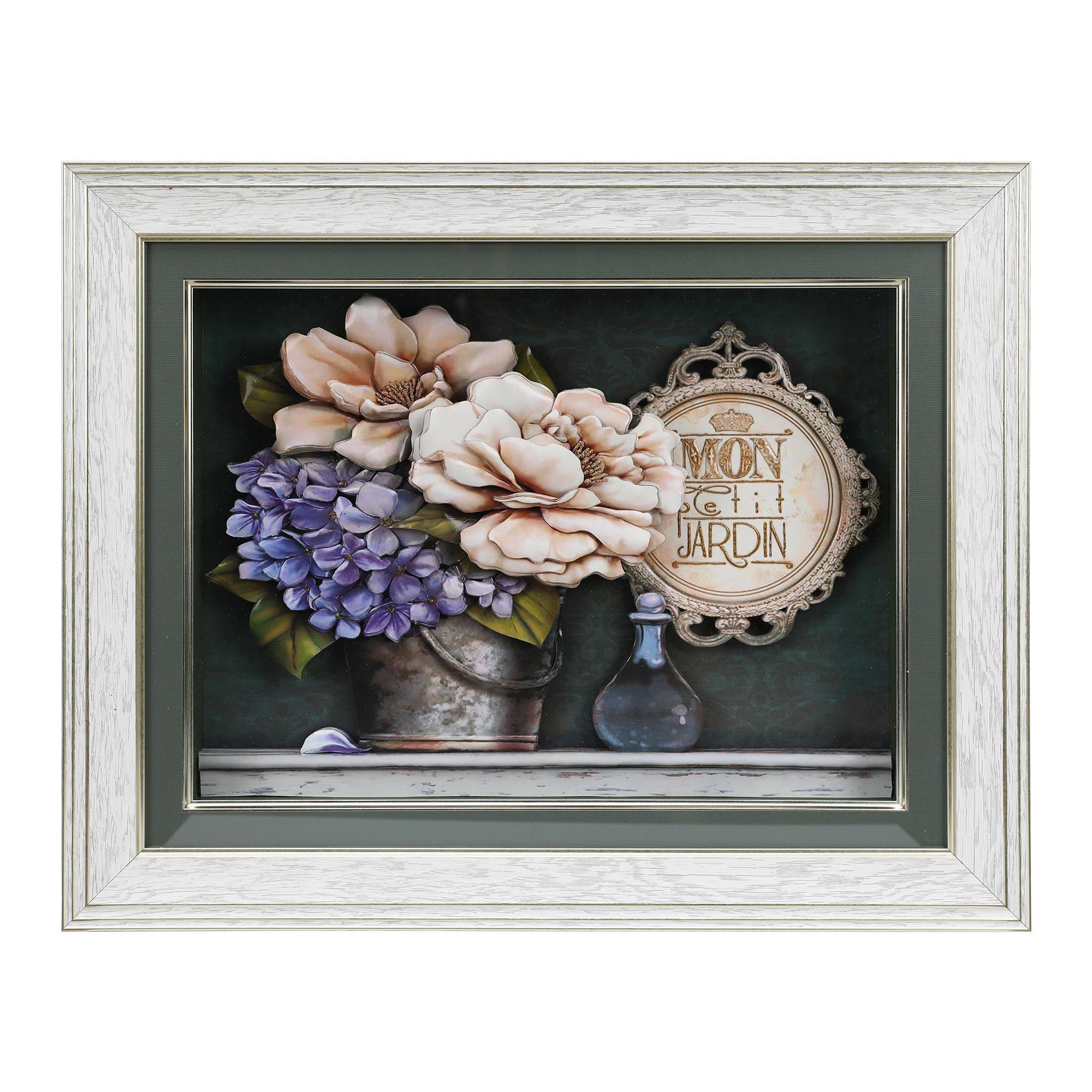 e38 EL İŞÇİLİĞİ BUKET ÇİÇEK KAĞIT RÖLYEF TABLO 52*42 cm -5902