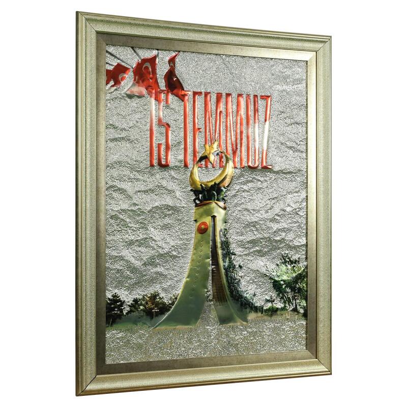 e38 EL İŞÇİLİĞİ 15 TEMMUZ ANITI ALİMİNYUM KABARTMA TABLO 62x82 CM - 6357 - 2