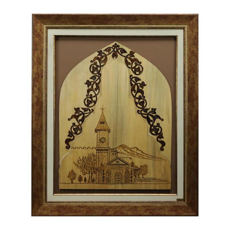 e38 EL İŞÇİLİĞİ AHŞAP YAKMA KAYSERİ SAAT KULESİ TABLO 95*77 CM-4538 - 1