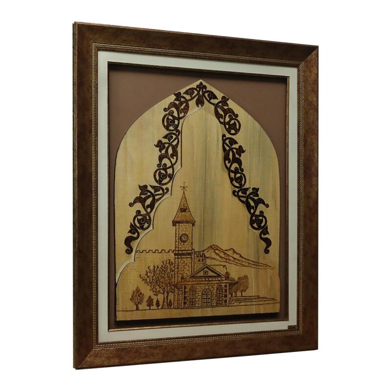 e38 EL İŞÇİLİĞİ AHŞAP YAKMA KAYSERİ SAAT KULESİ TABLO 95*77 CM-4538 - 2