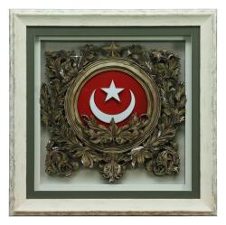 e38 EL İŞÇİLİĞİ AY YILDIZ KAĞIT RÖLYEF TABLO 66x66 CM - 6331 - e38