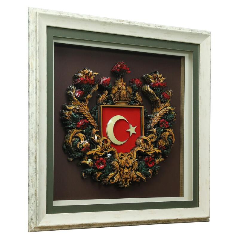 e38 EL İŞÇİLİĞİ AY YILDIZ KAĞIT RÖLYEF TABLO 72x72 CM - 6333 - 2