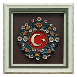 e38 EL İŞÇİLİĞİ AY YILDIZ KAĞIT RÖLYEF TABLO 72x72 CM - 6351 - e38