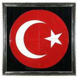 e38 EL İŞÇİLİĞİ AYNALI AY YILDIZ ÇİNİ İŞLEME TABLO 100x100 CM ( 35 KĞ ) - 6364 - 1