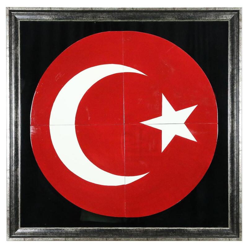 e38 EL İŞÇİLİĞİ AYNALI AY YILDIZ ÇİNİ İŞLEME TABLO 100x100 CM ( 35 KĞ ) - 6364 - 1