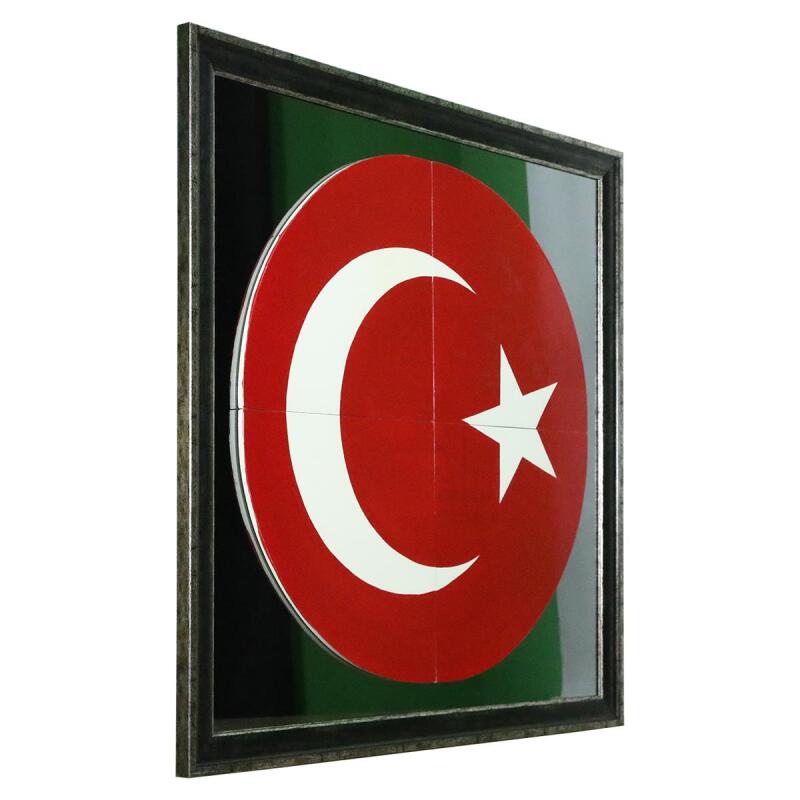 e38 EL İŞÇİLİĞİ AYNALI AY YILDIZ ÇİNİ İŞLEME TABLO 100x100 CM ( 35 KĞ ) - 6364 - 2
