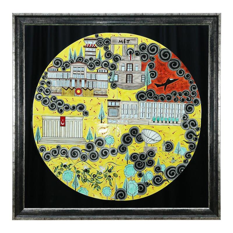 e38 EL İŞÇİLİĞİ AYNALI ÇİNİ İŞLEME TABLO 98x98 CM ( 35 KĞ ) - 6363 - 1