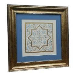 e38 EL İŞÇİLİĞİ ÇİNİ DESENLİ TEZHİP TABLO - 40*40 CM - 6544 - 2