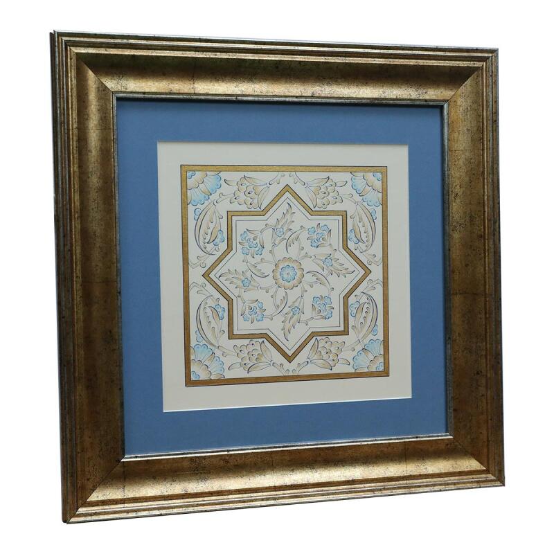 e38 EL İŞÇİLİĞİ ÇİNİ DESENLİ TEZHİP TABLO - 40*40 CM - 6544 - 2