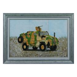 e38 EL İŞÇİLİĞİ ÇİNİ TABLO KİRPİ TANK 73x 52 cm 5984 - e38