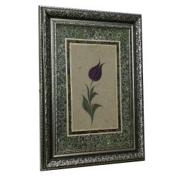 e38 EL İŞÇİLİĞİ EBRU PASPARTULU LALE EBRU TABLO 52*39 CM-6465 - 2