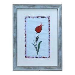 e38 EL İŞÇİLİĞİ EBRU ZEMİNLİ LALE EBRU TABLO - 33*45 CM - 6554 - e38