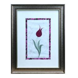 e38 EL İŞÇİLİĞİ EBRU ZEMİNLİ LALE EBRU TABLO - 36*47 CM - 6556 - e38