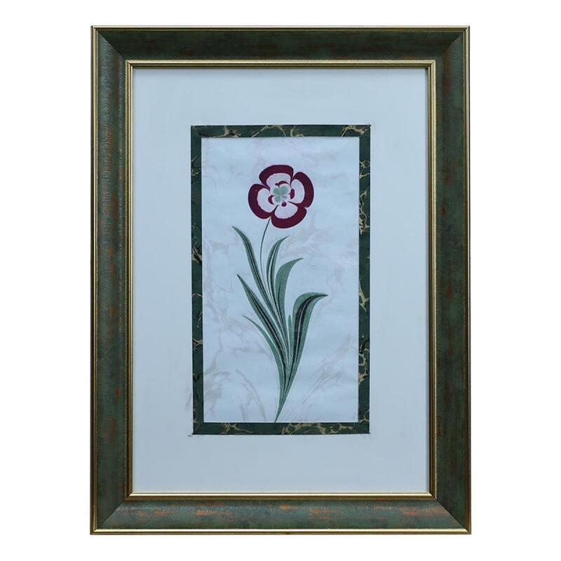 e38 EL İŞÇİLİĞİ EBRU ZEMİNLİ YONCA EBRU TABLO - 35*47 CM - 6555 - 1