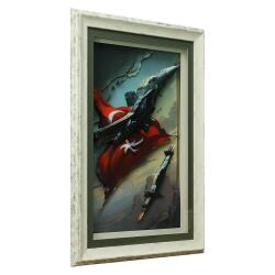 e38 EL İŞÇİLİĞİ F16 UÇAK KAĞIT RÖLYEF TABLO 58x85 CM - 6339 - 2
