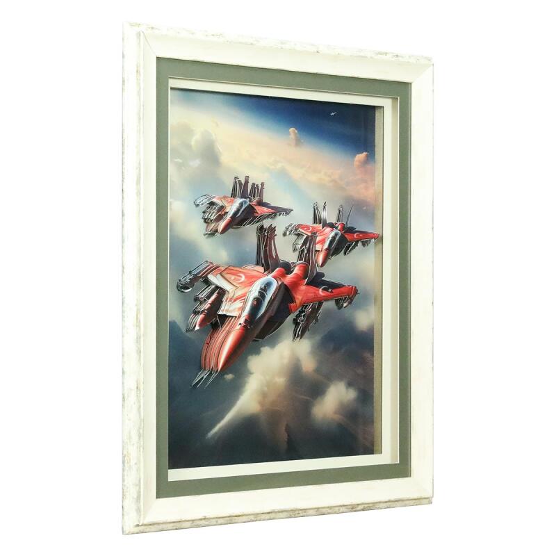 e38 EL İŞÇİLİĞİ F16 UÇAKLAR KAĞIT RÖLYEF TABLO 66x86 CM - 6346 - 2