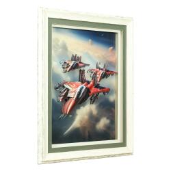 e38 EL İŞÇİLİĞİ F16 UÇAKLAR KAĞIT RÖLYEF TABLO 66x86 CM - 6346 - 2