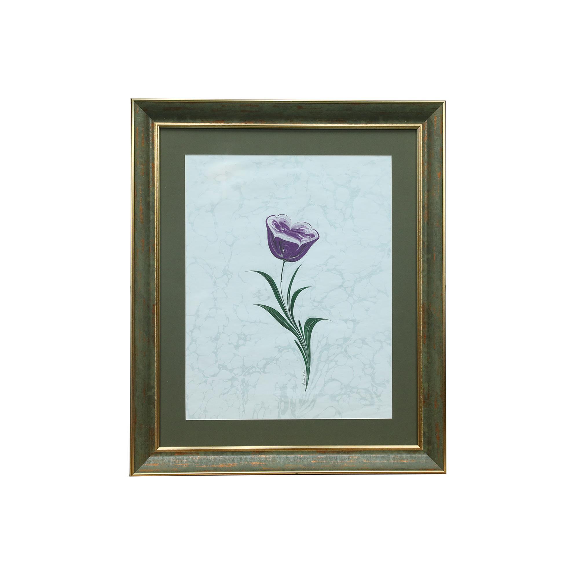 e38 EL İŞÇİLİĞİ GÜL EBRU TABLO 50x43  cm - 6227
