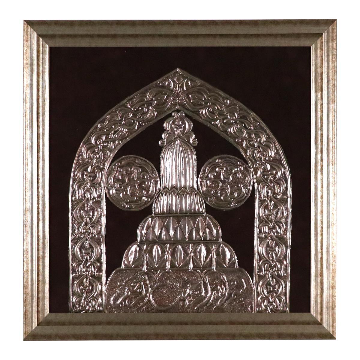 e38 EL İŞÇİLİĞİ HACIKILIÇ CAMİİ KAPISI ALÜMİNYUM  FOLYA KABARTMA TABLO 66 x 68 cm - 5933