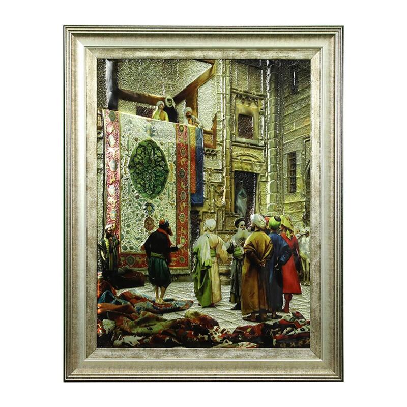 e38 EL İŞÇİLİĞİ HALI TÜCCARI ALÜMİNYUM M KABARTMA TABLO 58x74 cm-6386 - 1