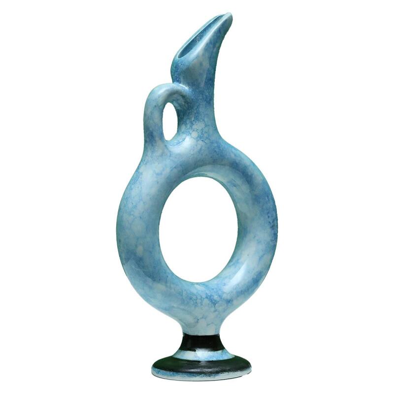 e38 EL İŞÇİLİĞİ HALKALI ÇİNİ VAZO 30*15 cm - 6424 - 2