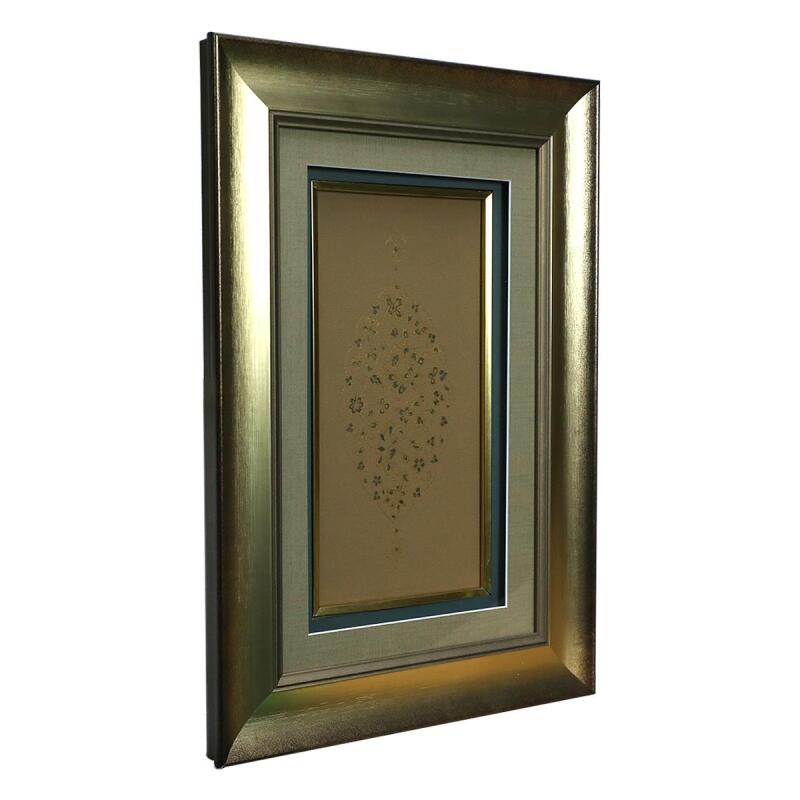e38 EL İŞÇİLİĞİ HALKAR TEKNİĞİ HATAİ MOTİFLİ ŞEMSE TEZHİP TABLO - 35*50 CM - 6547 - 2