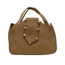 e38 EL İŞÇİLİĞİ HASIR JÜT KOL ÇANTASI 45*38 cm - 6137 - e38