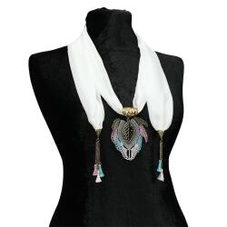 e38 EL İŞÇİLİĞİ İĞNE OYASI FULAR 190 cm-6393 - 2