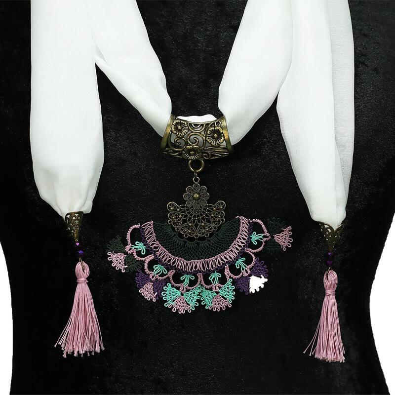 e38 EL İŞÇİLİĞİ İĞNE OYASI FULAR 190 cm-6396 - 3