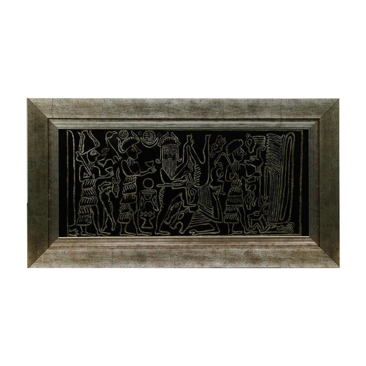 e38 EL İŞÇİLİĞİ  ANADOLU MÜHÜRLERİ CAM BOYAMA TABLO 71*38 CM -6438