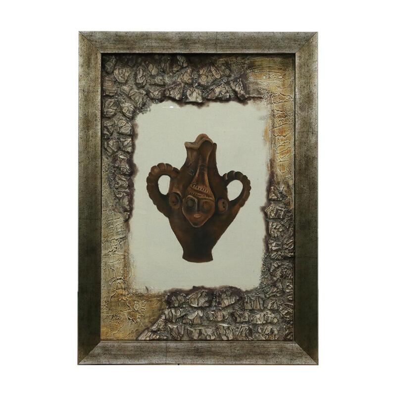 e38 EL İŞÇİLİĞİ ÇİFT ANTİLOPLU TESTİ KUMAŞ BOYAMA TABLO 70*50 CM -6434 - 1