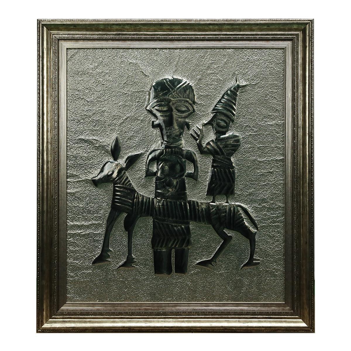e38 EL İŞÇİLİĞİ  KURŞUN FİGÜRİN KALIBI ALÜMİNYUM  KABARTMA TABLO 86*76 CM -6441