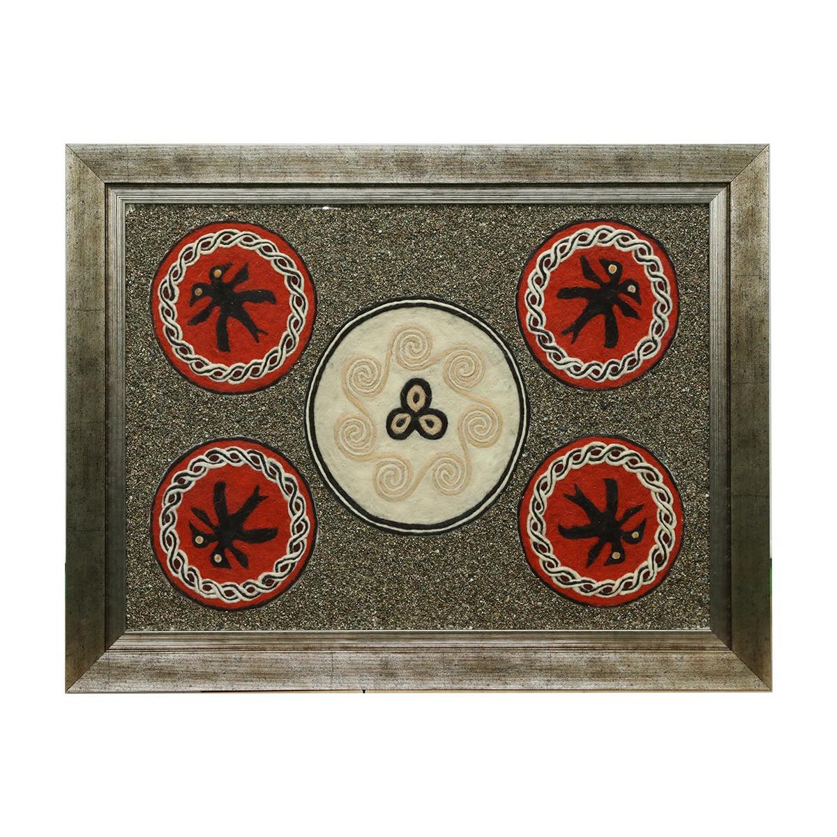 e38 EL İŞÇİLİĞİ  MÜHÜRLER DÖVME KEÇE TABLO 83*64 CM -6436