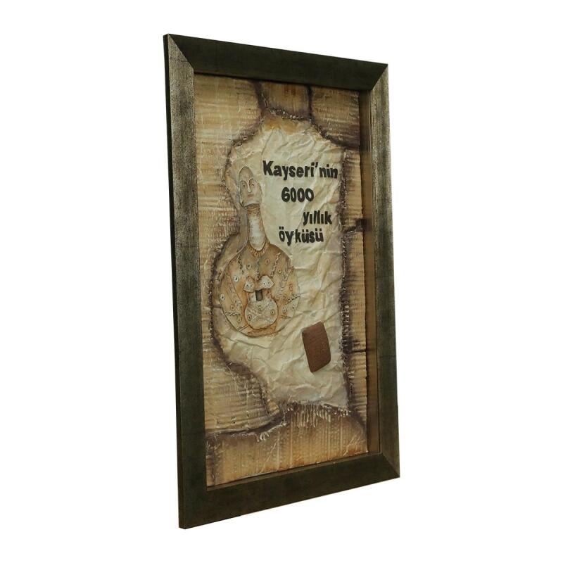 e38 EL İŞÇİLİĞİ TUNÇ ÇAĞI İDOLÜ KUMAŞ BOYAMA TABLO 70*50 CM -6439 - 2