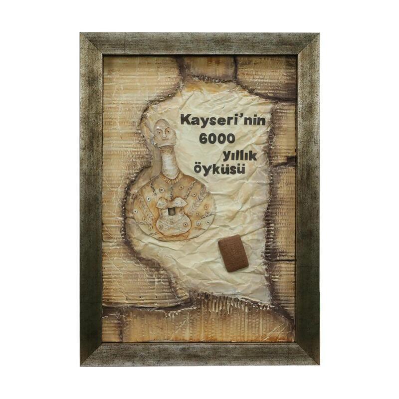 e38 EL İŞÇİLİĞİ TUNÇ ÇAĞI İDOLÜ KUMAŞ BOYAMA TABLO 70*50 CM -6439 - 1