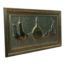e38 EL İŞÇİLİĞİ TUNÇ ÇAĞI İDOLÜ - RİTONLAR ALÜMİNYUM KABARTMA TABLO 95*51 CM -6442 - 2
