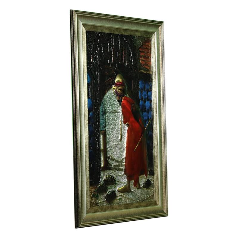 e38 EL İŞÇİLİĞİ KAPLUMBAĞA TERBİYECİSİ ALÜMİNYUM KABARTMA TABLO 48x77 cm-6385 - 2