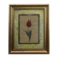 e38 EL İŞÇİLİĞİ KIRMIZI DESENLİ LALE EBRU TABLO 44*35 CM-6460 - e38