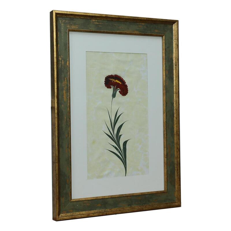 e38 EL İŞÇİLİĞİ KIRMIZI KARANFİL EBRU TABLO 47*35 CM-6467 - 2