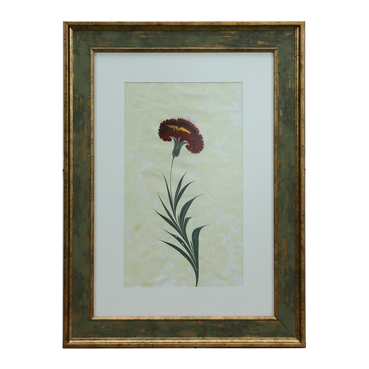 e38 EL İŞÇİLİĞİ KIRMIZI KARANFİL  EBRU TABLO 47*35 CM-6467