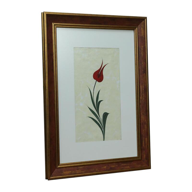 e38 EL İŞÇİLİĞİ KIRMIZI LALE EBRU TABLO 46*33 CM-6459 - 2