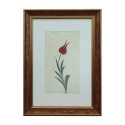 e38 EL İŞÇİLİĞİ KIRMIZI LALE EBRU TABLO 46*33 CM-6459 - e38