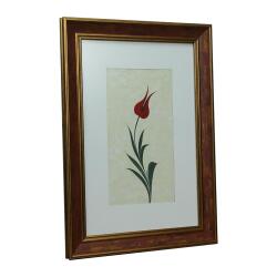 e38 EL İŞÇİLİĞİ KIRMIZI LALE EBRU TABLO 46*33 CM-6459 - 2