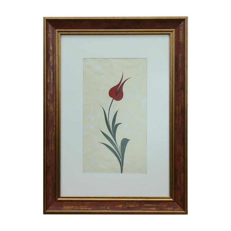 e38 EL İŞÇİLİĞİ KIRMIZI LALE EBRU TABLO 46*33 CM-6459 - 1