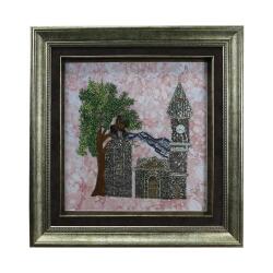 e38 EL İŞÇİLİĞİ KURDELE NAKIŞI SAAT KULESİ ve ATATÜRK HEYKELİ TABLO 70*70 cm - 6509 - 1