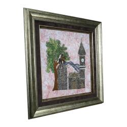e38 EL İŞÇİLİĞİ KURDELE NAKIŞI SAAT KULESİ ve ATATÜRK HEYKELİ TABLO 70*70 cm - 6509 - 2