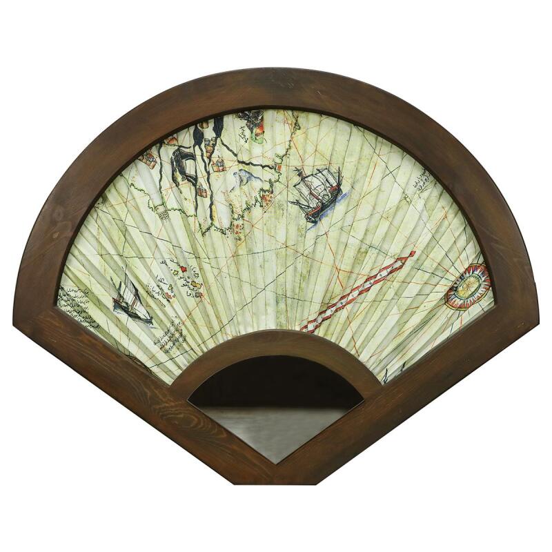 e38 EL İŞÇİLİĞİ MİNYATÜR PİRİ REİS AYNALI YELPAZE TABLO 80*100 CM - 6289 - 1