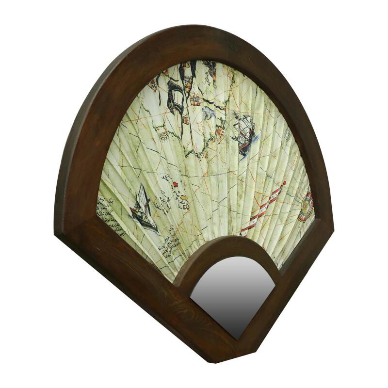 e38 EL İŞÇİLİĞİ MİNYATÜR PİRİ REİS AYNALI YELPAZE TABLO 80*100 CM - 6289 - 2